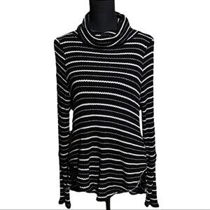 We the Free Kristina Turtleneck Black White Stripe Sweater Top Women's Small